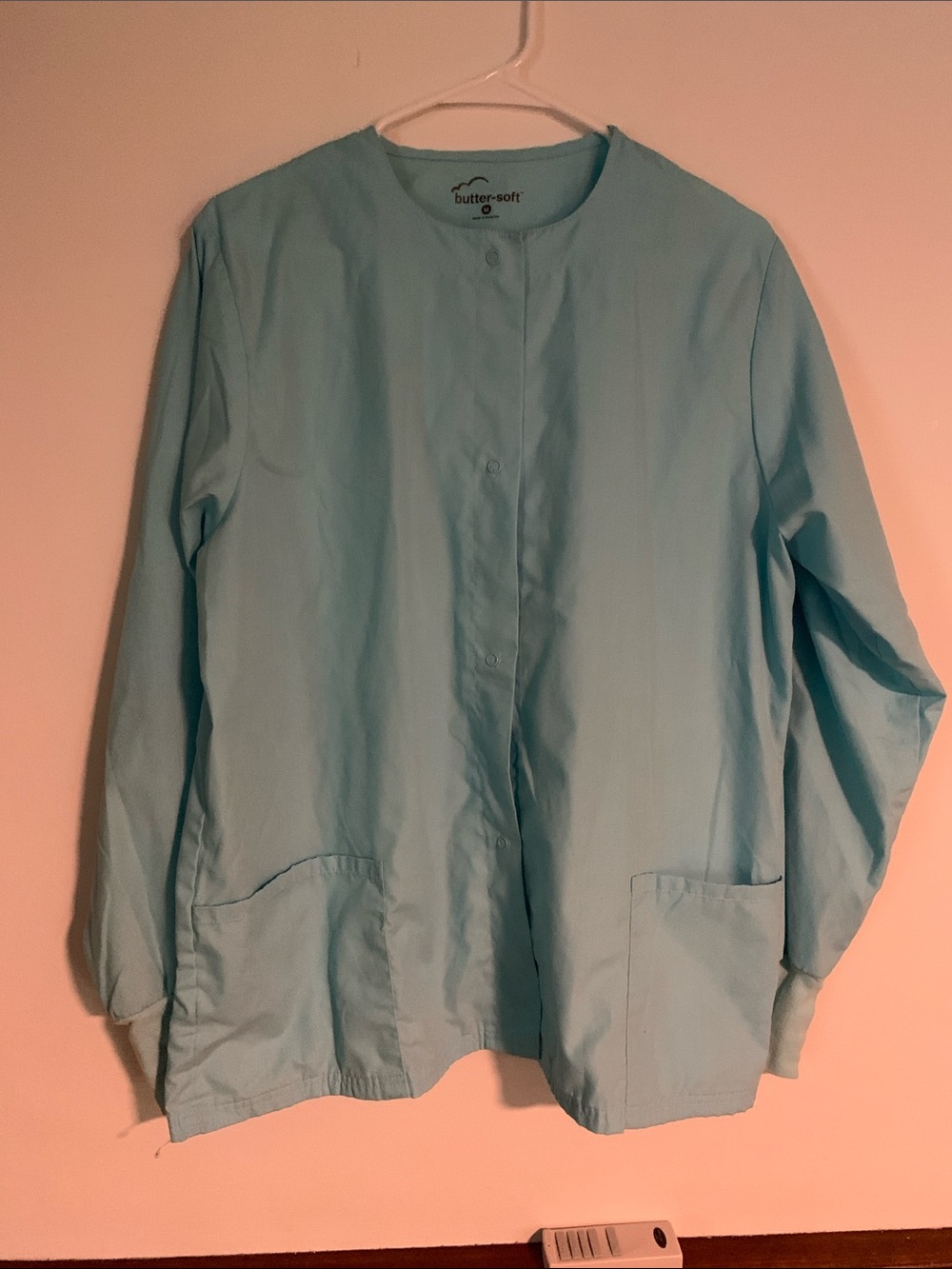 Butter-Soft Collarless Utility Jacket in Light Blue